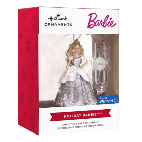Hallmark Mattel Holiday Barbie 2021 Christmas Ornament - Walmart Exclusive with Limited Edition Hook
