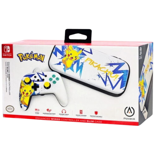 PowerA Enhanced Wired Controller and Slim Case for Nintendo Switch - Pikachu High Voltage